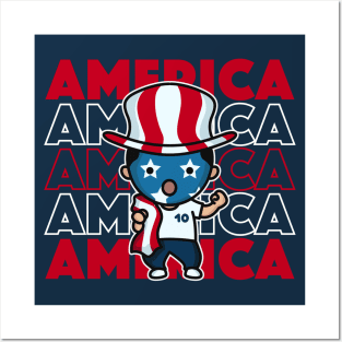 US Soccer Fan // Kawaii Cute American Soccer Supporter Posters and Art